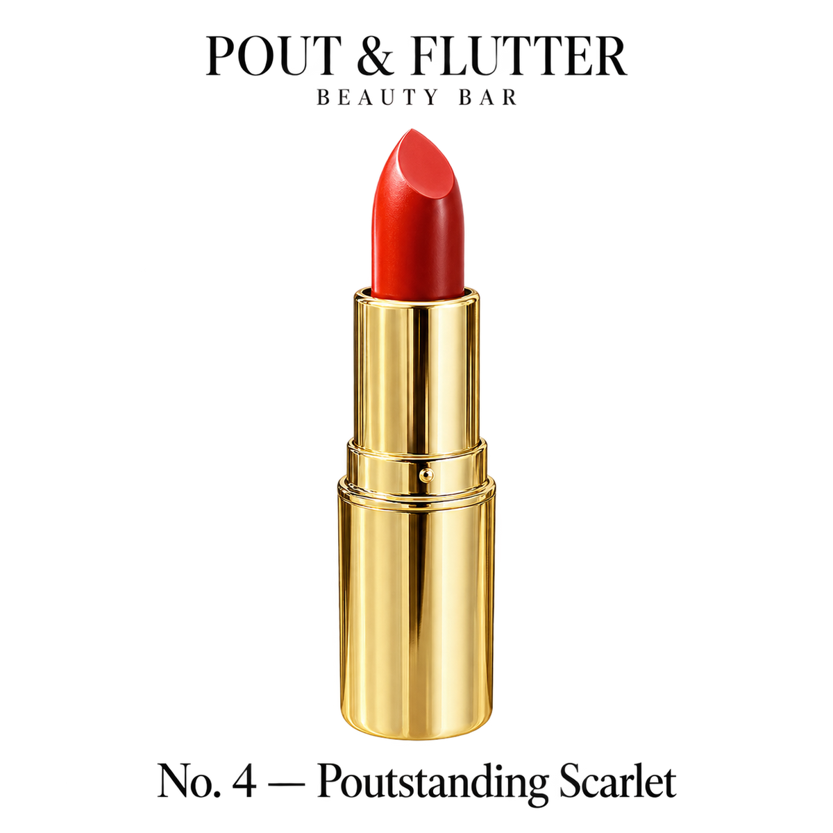 Pout & Flutter Beauty No. 4 — Poutstanding Scarlet Lipstick