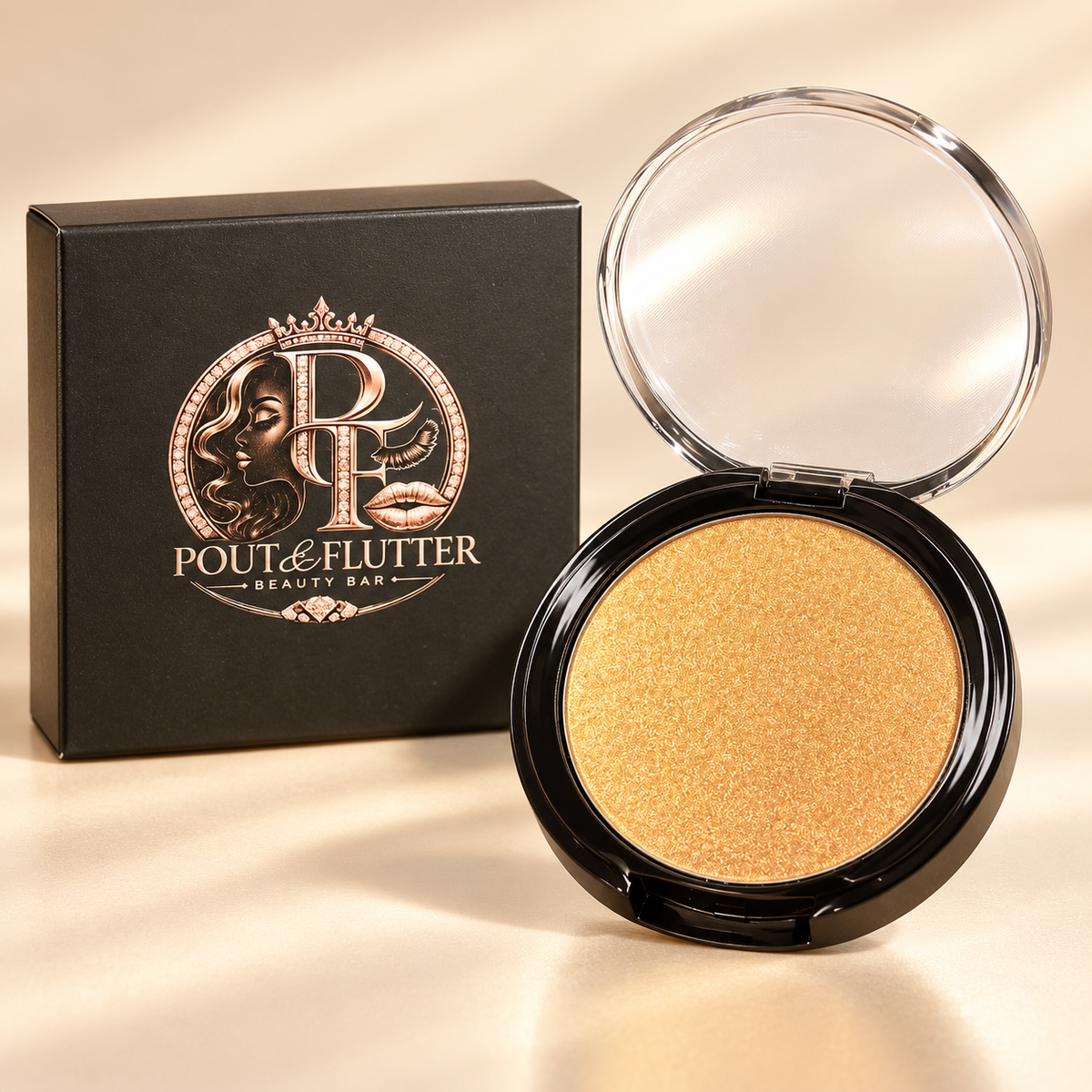 Pout & Flutter Beauty Bar — Golden Allure | No. 6 Lumière Highlighting Powder