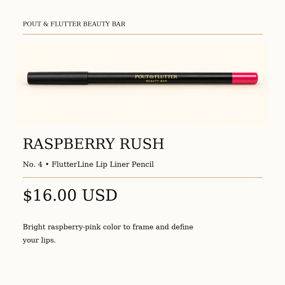 Raspberry Rush — No. 4 Pout & Flutter FlutterLine Lip Liner Pencil